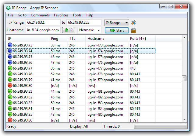 Angry IP Scanner Screenshot Windows Vista/7