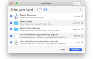 AppCleaner finding app data to delete