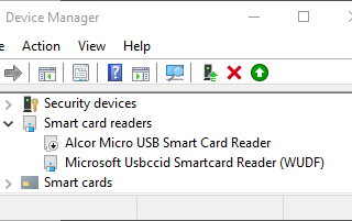 Device Manager showing smart card readers