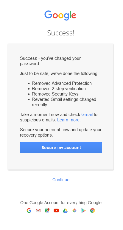 Google Advanced Protection reset