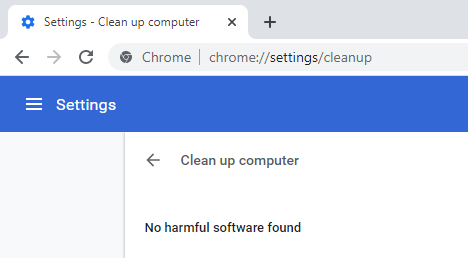 Chrome found nothing