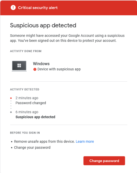 Suspicious app detected