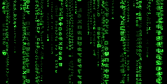 Screenshot of the famous GLMatrix screensaver; Copyright © 1999-2003 by Jamie Zawinski