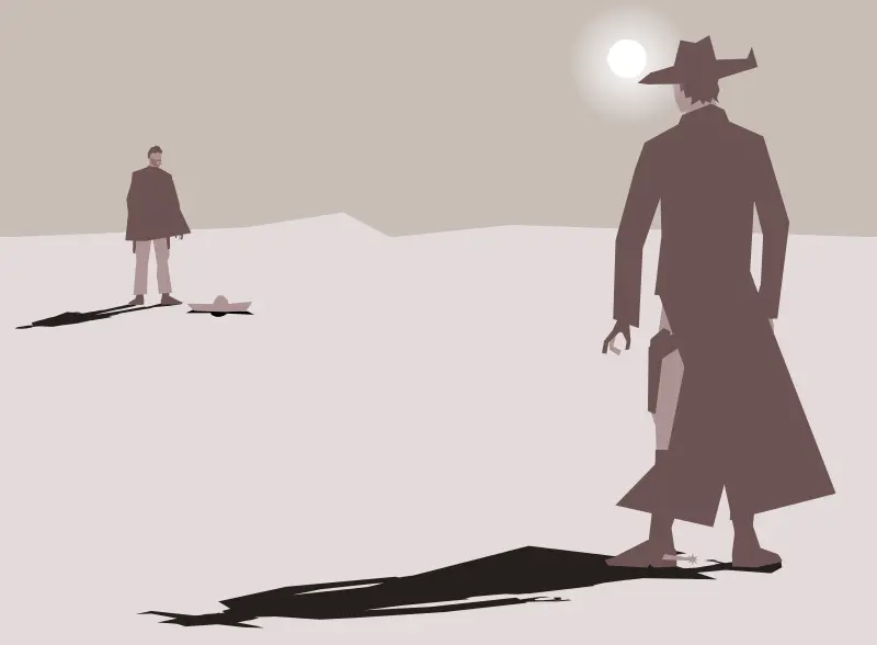 High noon western showdown; Public Domain; openclipart.org